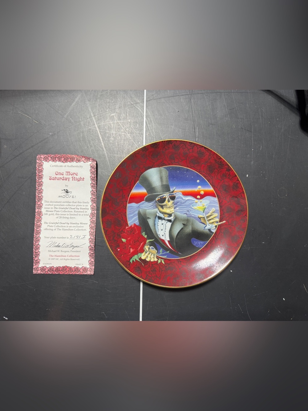 GRATEFUL DEAD Collector Plate Stanley Mouse Another Saturday Night 2191 I